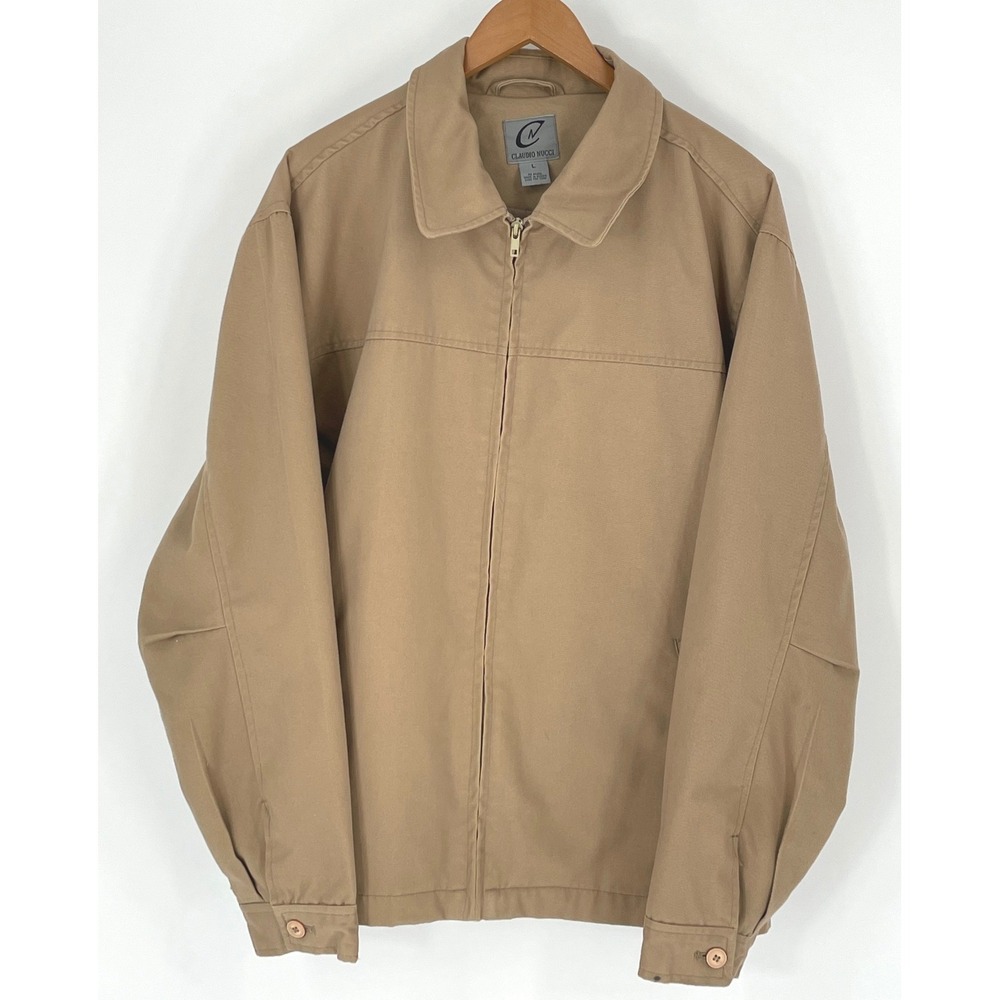Claudio Nucci Mens Jacket L Harrington Tan Full Zip Bomber Twill Coat Pockets‎